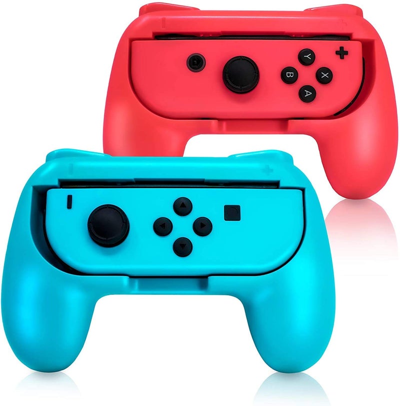 IRIDESCENT Controller Grip for Nintendo Switch Joy-Con, Wear-Resistant Handheld Joystick Remote Handle Compatible with Switch, 2 Pack (Red+Blue) - Image 1